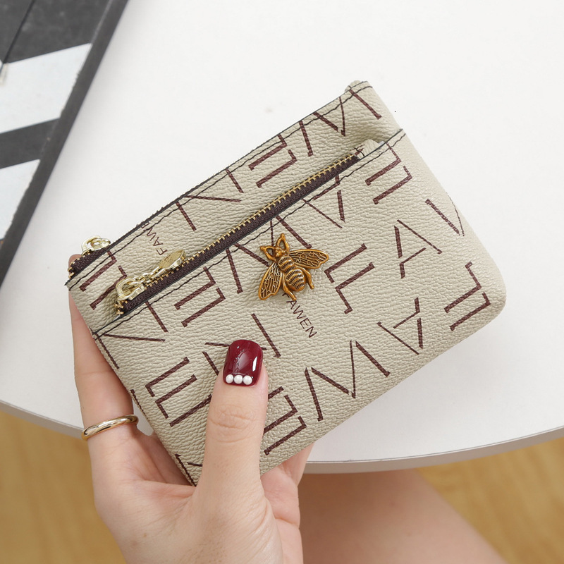 Luxury Brand Designer Bag Fashion Little Bee Double Zipper Coin Purse, Storable Printed Zipper Small Card Holder, Multifunctional Large Capacity