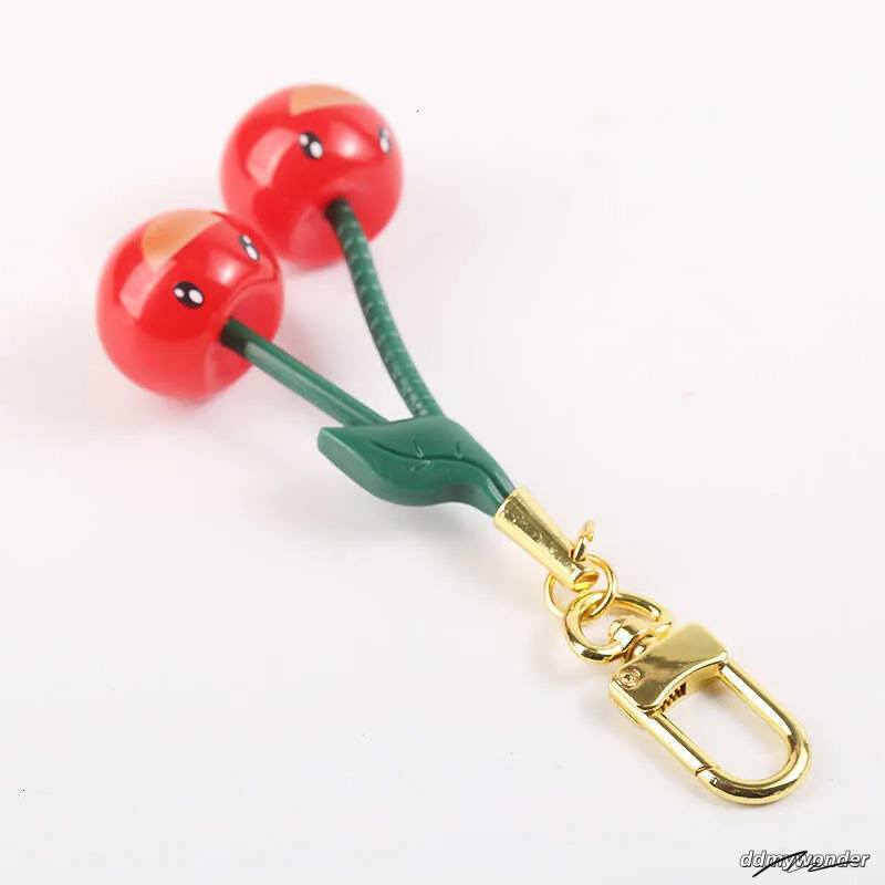 Smiley Face & Crystal Cherry Keychain - Resin Car Pendant Ornament For Women, Exquisite Fashion Accessory Ddmywonder