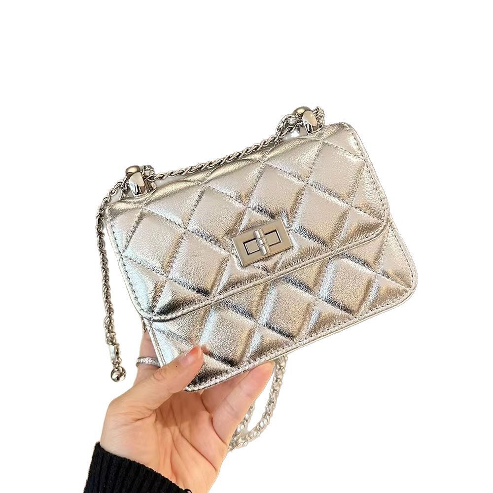 Luxury Brand Designer Bag Mini Silver Bag Women's 2025 New Trendy Fashion High-End Quilted Chain Bag Single Shoulder Crossbody Small Square Bag