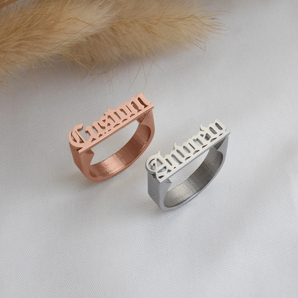 Personalized Stainless Steel Ring Customized Ancient English Name Mens And Womens Jewelry Gift For Family Or Friends 251008