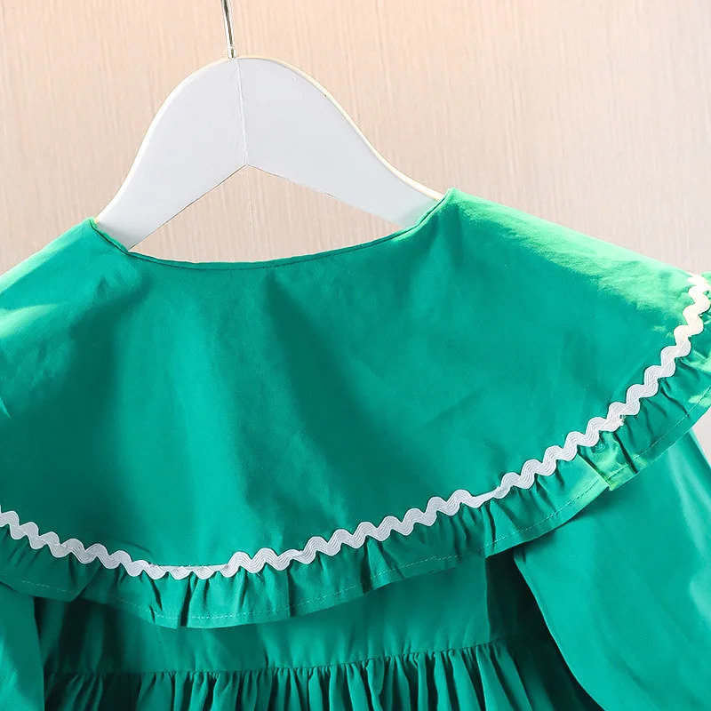 Childrens Korean version Dress Spring and Autumn Fashion Girls Pure Cotton Flower Doll Neck Dress Infant Princess Dress 04Y 251014