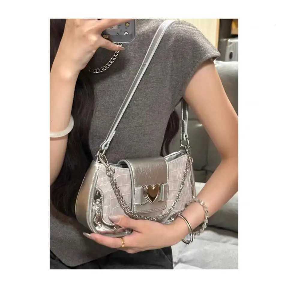 JIAERDI Hot Grils Y2k Handbag Women Vintage Sweet Cool Heart Chain Pink Underarm Bag Female Fairycore Aesthetic Shoulder Bag new Z251018