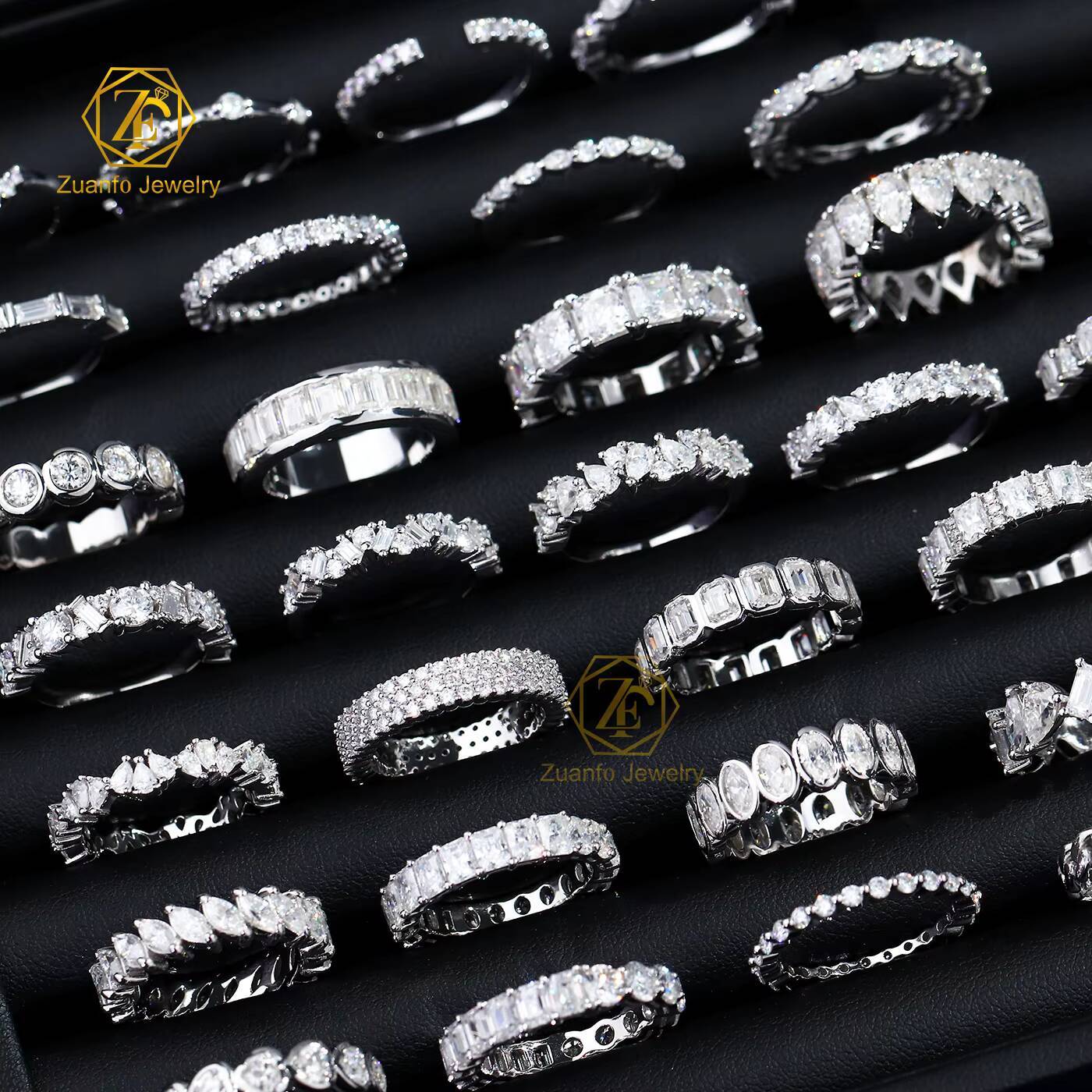 Moq 1 Bulk Stock Custom Moissanite Ring Fine Daily Jewelry Silver Diamond Rings for Women