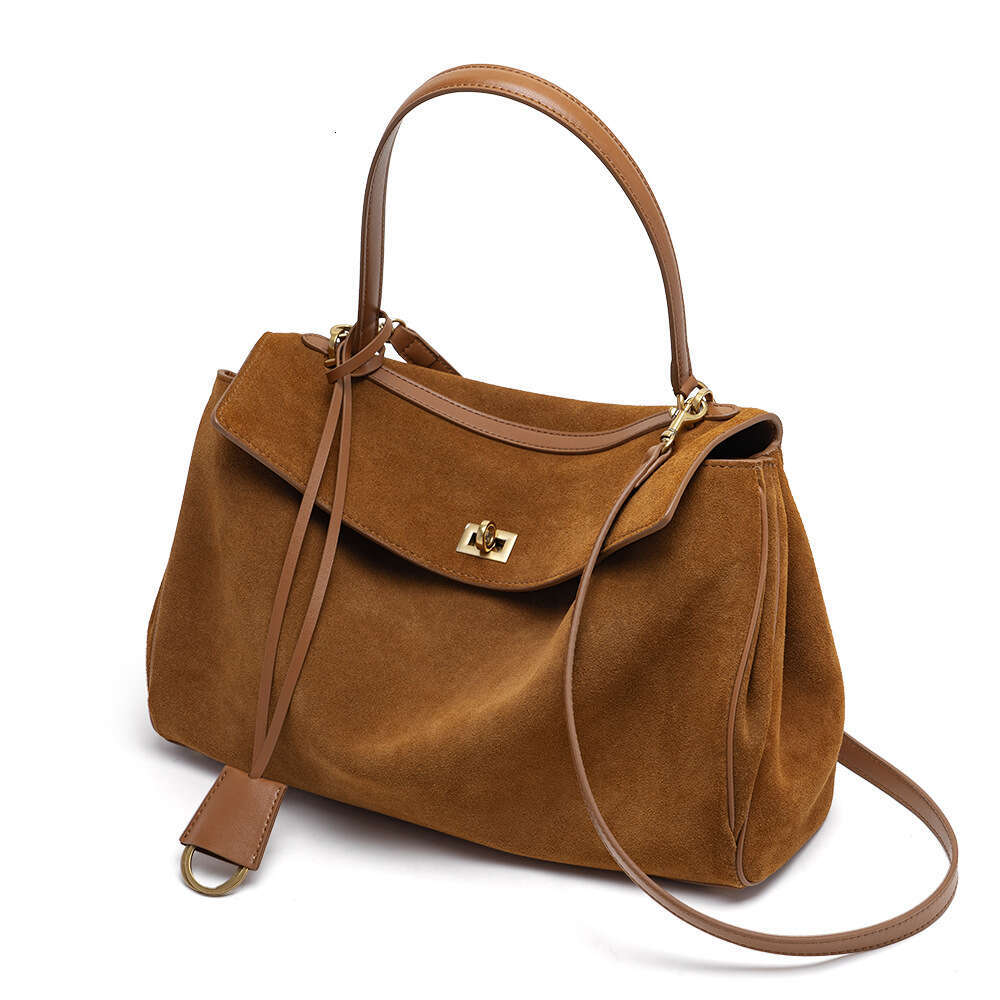 Autumn and Winter New Genuine Leather Women's High-end Light Luxury Matte Cowhide Tote Large Capacity Commuter Underarm Shoulder Bag