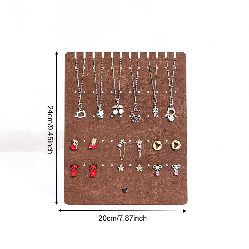 1pc Vintage Earrings Display Stand Wood Stud Earring Necklaces Bracelets Storage Holder Jewelry Organizer Counter Showcase Props 251016