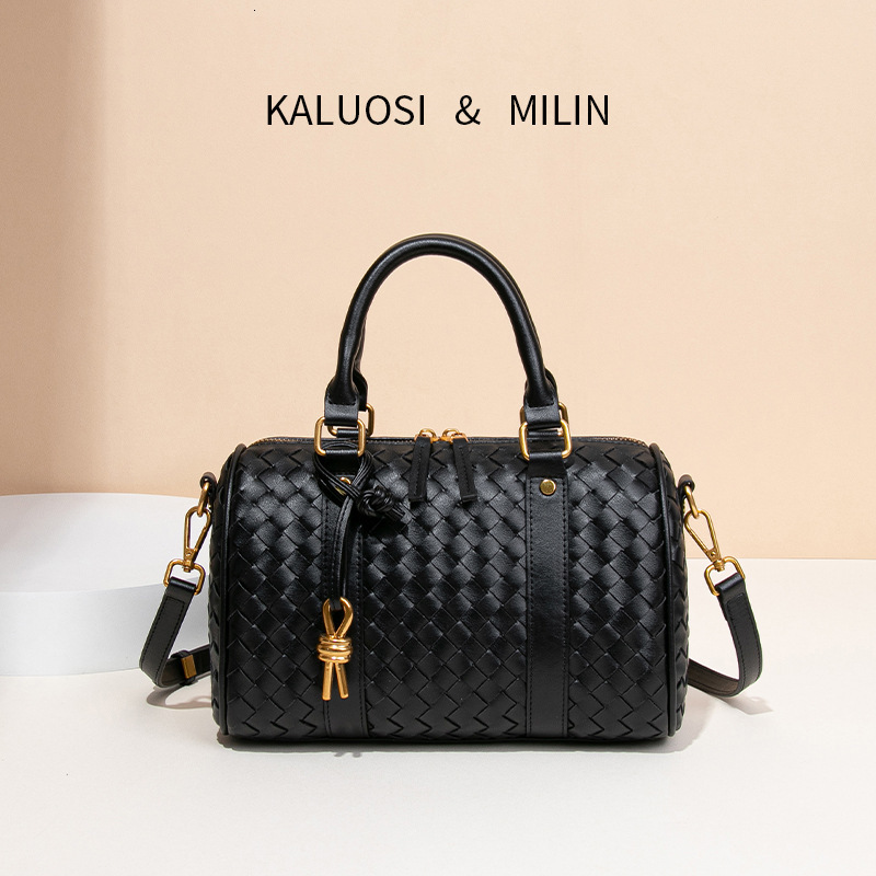 Spring Summer New Handheld Boston Woven Business Commuter Travel Bag Single Shoulder Crossbody Handbag