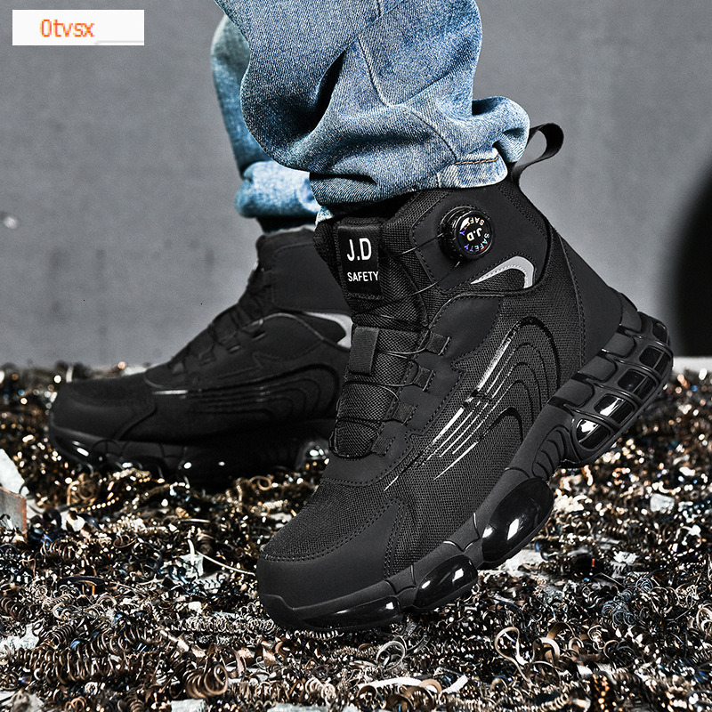 New mid-range safety shoes with anti smash and anti puncture protection, steel toe, comfortable and fashionable style, rotating buckle shoes, designer