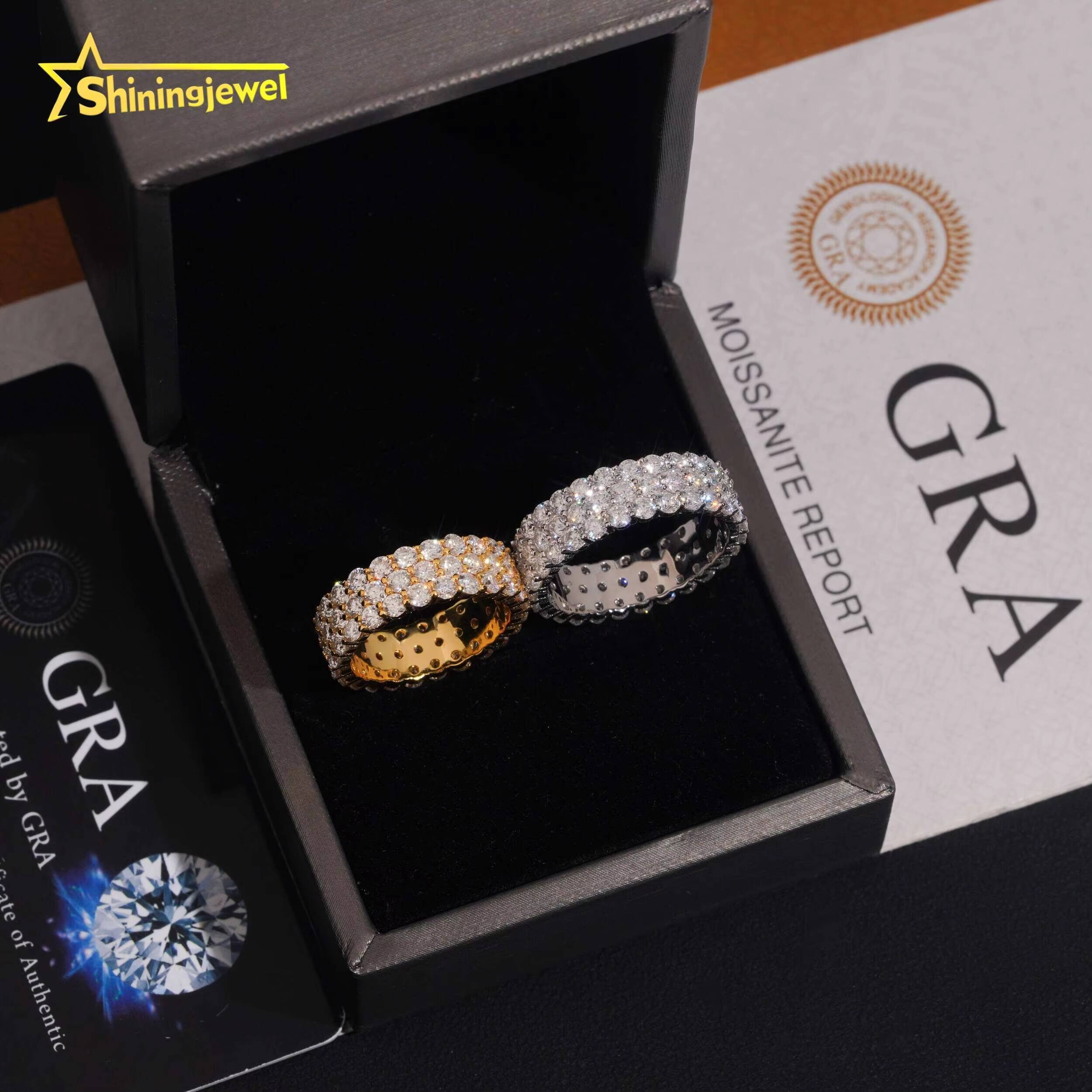 S925 Sterling Silver White Gold Diamond Ring Set with VVS Moissanite Luxury Wedding Ring