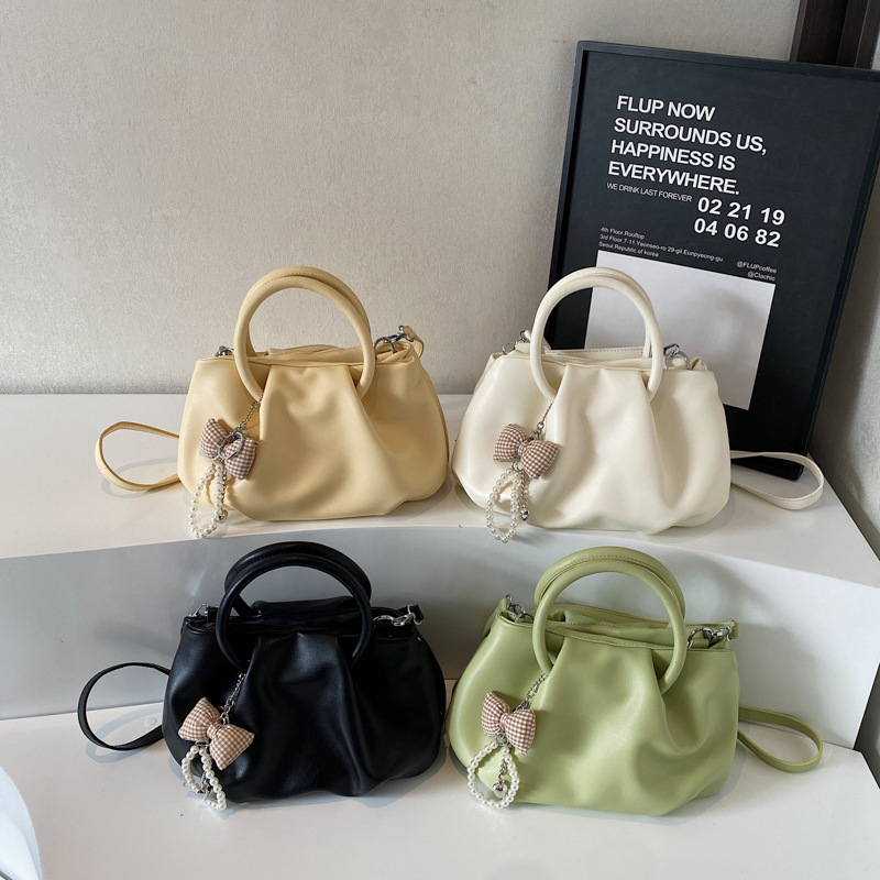 Luxury Brand Designer Bag French Style Pleated Cloud Shoulder Bag For Women 2025 New Fashion Soft Leather Handbag Basket Bag Solid Color Crossbody Bag