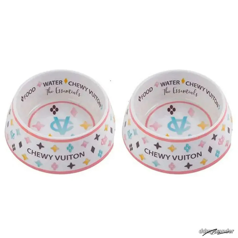 Pet Food Water Bowl Set With Mat - Anti-Slip Melamine Feeding Dish For Cats And Dogs, Wide Base Ddmywonder