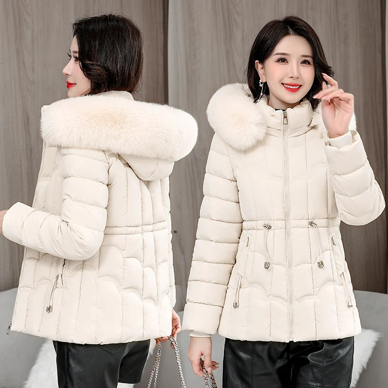 Winter Down Jacket Women Parkas Fashion HighQuality Warm Cotton Padded Coat Ladies Short Overcoat Hooded Overwear Tops 251017