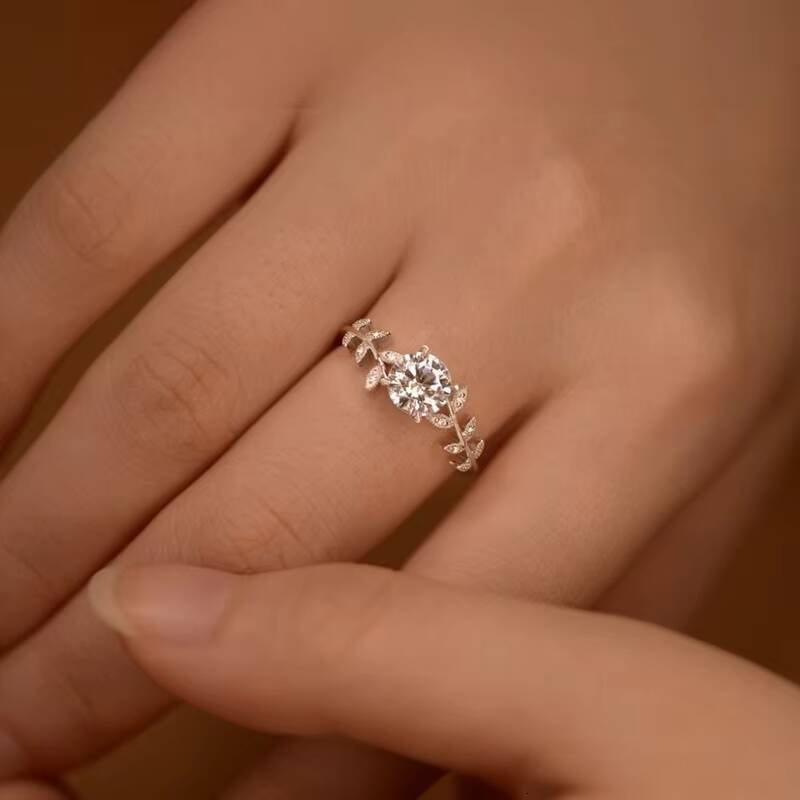 Fine Jewelry Rings GRA Diamond Moissanite Ring 925 Sterling Silver Laurel Twig Four Claw Rings for Women Fine Jewelry