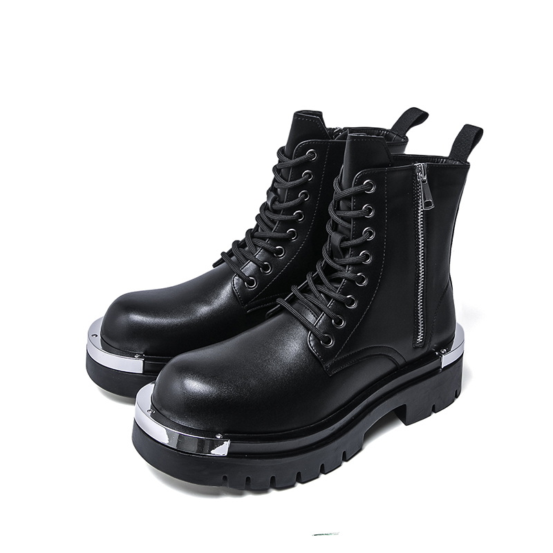 9889- Men's retro fashion height increasing outdoor side zipper workwear Martin boots 2025 youth fashion boots