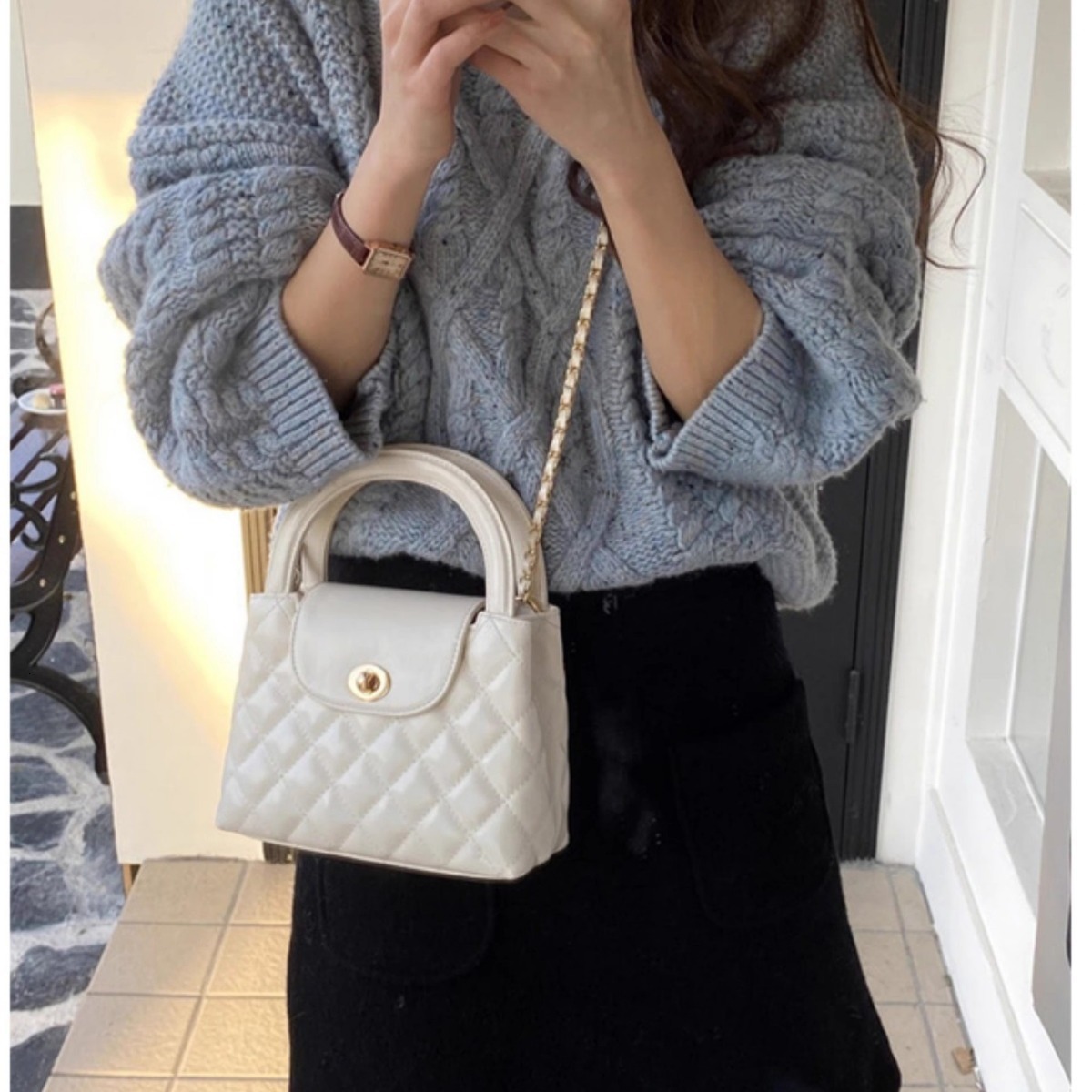 Luxury Brand Designer Bag 2024 Korean Style Simple Quilted Small Chain Bag Fashion Crossbody Handheld Small Bag