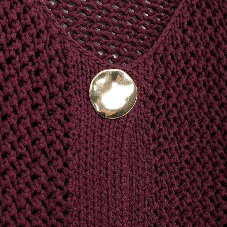 hoodie Loose Short Knitted Jacket V-Neck Metal Button Retro Style Autumn Winter New Arrival Women's Fashion Polyester Fiber Coat jacket