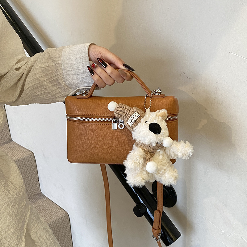 Luxury Brand Designer Bag 2025 Autumn Dopamine Fresh Korean Style Handheld Small Bag Fashionable Simple Lychee Pattern Crossbody Women's Bag