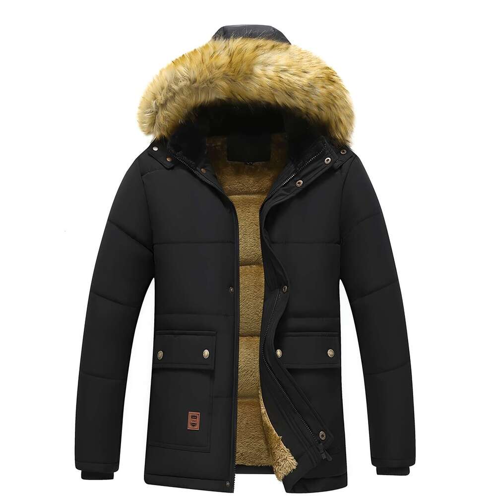 Clothing Detachable Hat Padded Coat Men's Winter Warmth In The Whole Body Plus Veet -Padded Jacket Clothing.