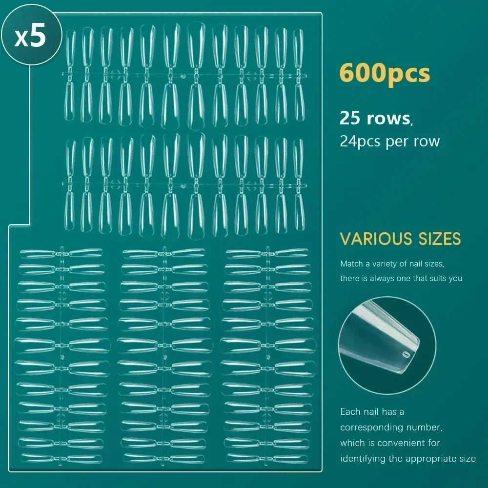 Nailpop 600pcs PRO Fake Nails Full Cover False Nail Tips Acrylic Nail Capsules Professional Material Finger Soak Off Gel Tips 251015