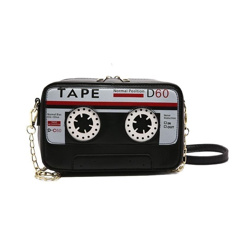 New casual bag for women, designer crossbody bag, cute mini retro recorder, stereo single shoulder phone backpack, color blocked