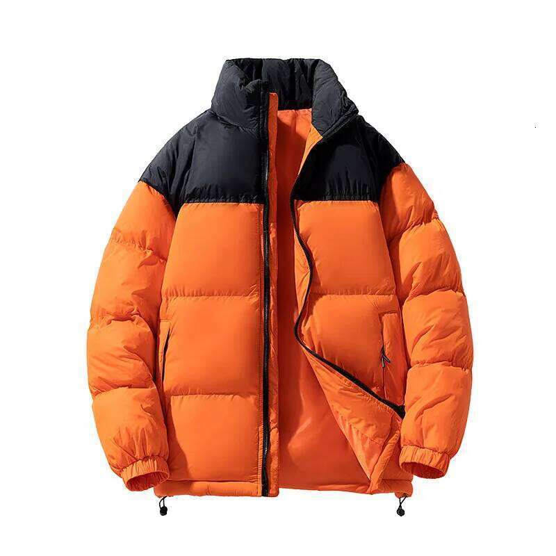 Winter Padded Men Stand Collar Color Matching Quilted Coat Casual Fashion Loose Fleece Cold Resistant Warm Wadded Jacket