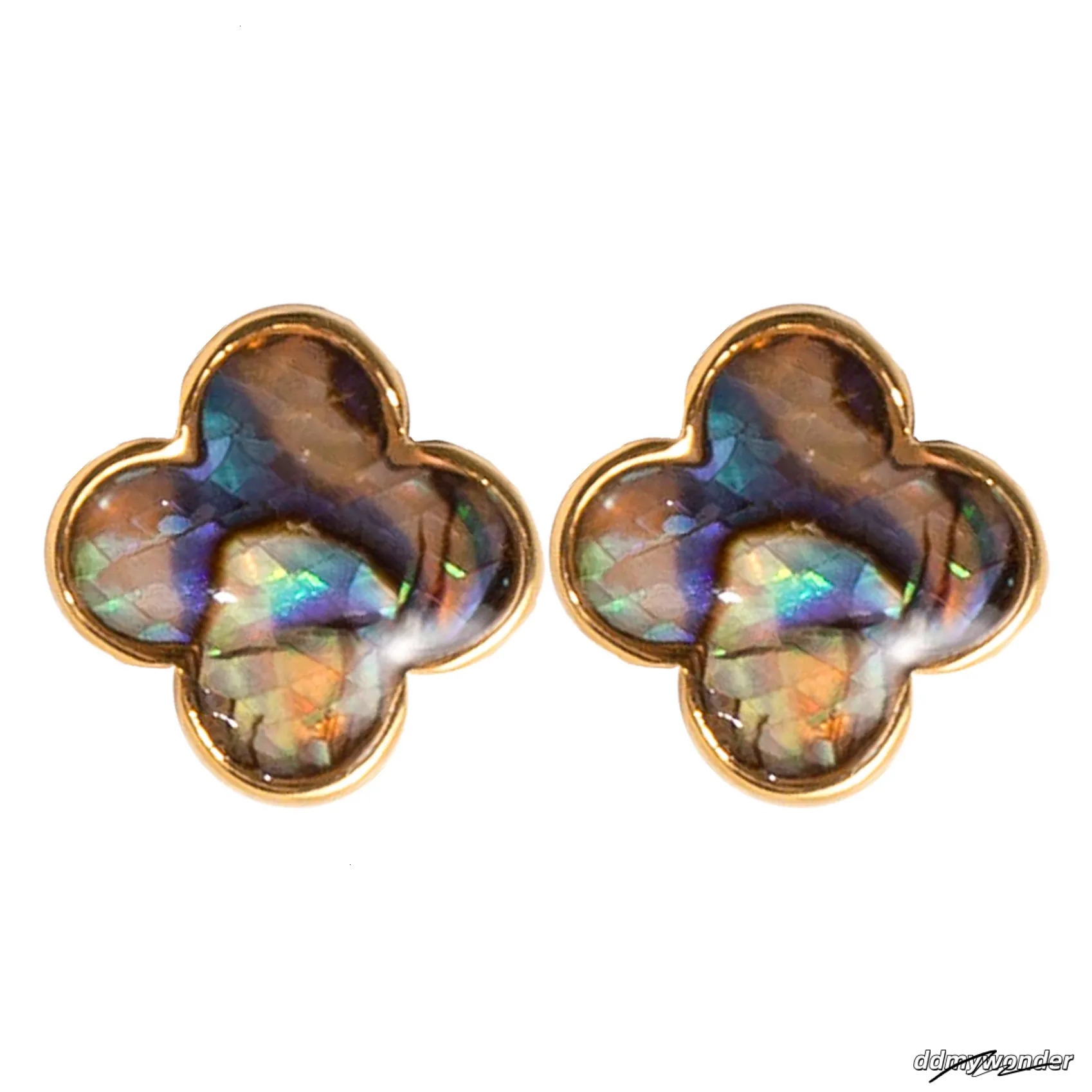 Abalone Shell Clover For Women - Natural Style Fashionable Sier Needle Dangle Earrings Ddmywonder