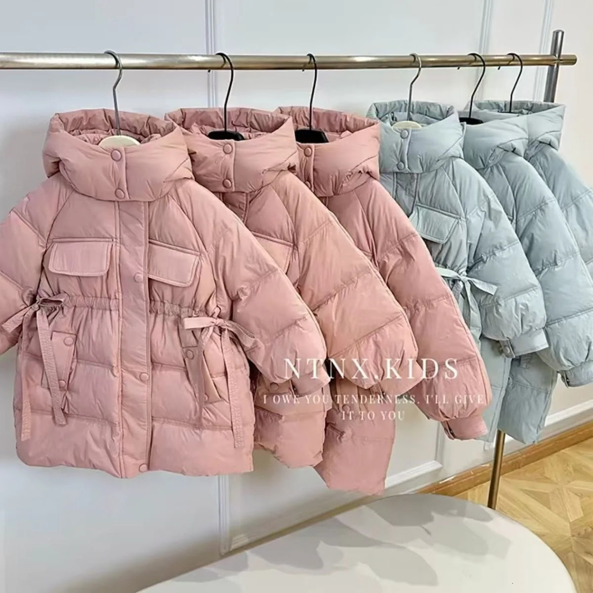 Kids Girls Solid Cotton Coat Loose Full Sleeve Hooded Thermal Padded Jacket 513Y Children Autumn Winter Warm Long Quilted Coats 251017