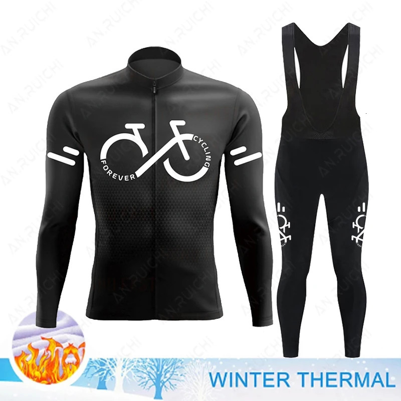 Winter Thermal Fleece Cycling Jersey Set Mens Mountian Bicycle Clothes Wear Ropa Ciclismo Racing Team Bike Cycling Clothing 251015