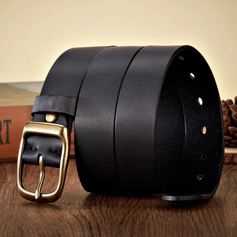 33CM High Quality Natural Cowskin Genuine Leather Belt Men Casual Copper Buckle Business Male Strap For Jeans Cowboy Cintos W251018