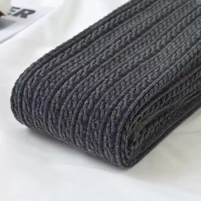 7PCDurable Autumn-Winter Ladies Thermal Knit Leggings with Comfortable Deep Grey Color