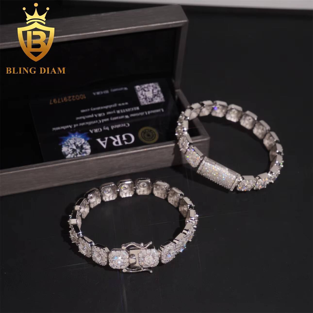 VVS Moissanite Diamond 10mm GRA Certificated Luxury Fashion Hip Hop Fine Jewelry Iced Out Necklace Miami Cuban Link Chain