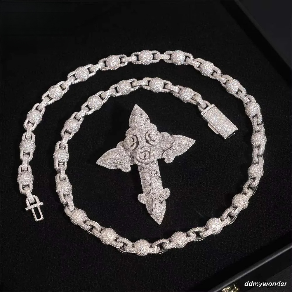 Hip Hop Jewelry Iced Out Cross For Cuban Link Chain Sier Moissanite Dia Charm Pendant Ddmywonder
