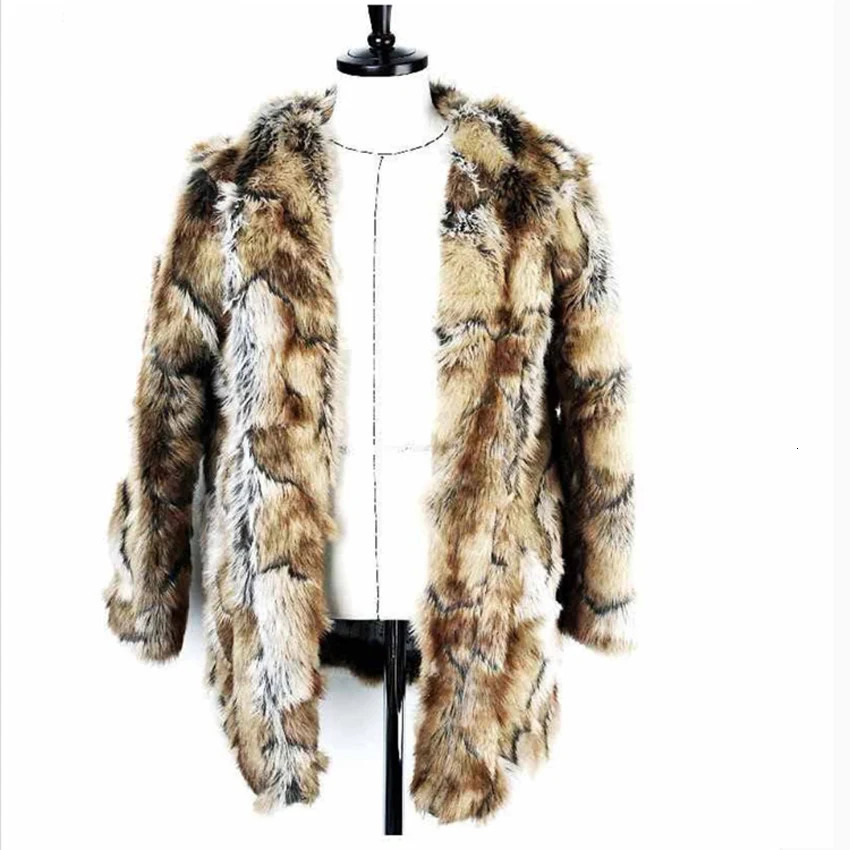 Autumn and winter mens fur coat mink coat in the long trench oversized retro leopard print Fur coat men jacket 251017