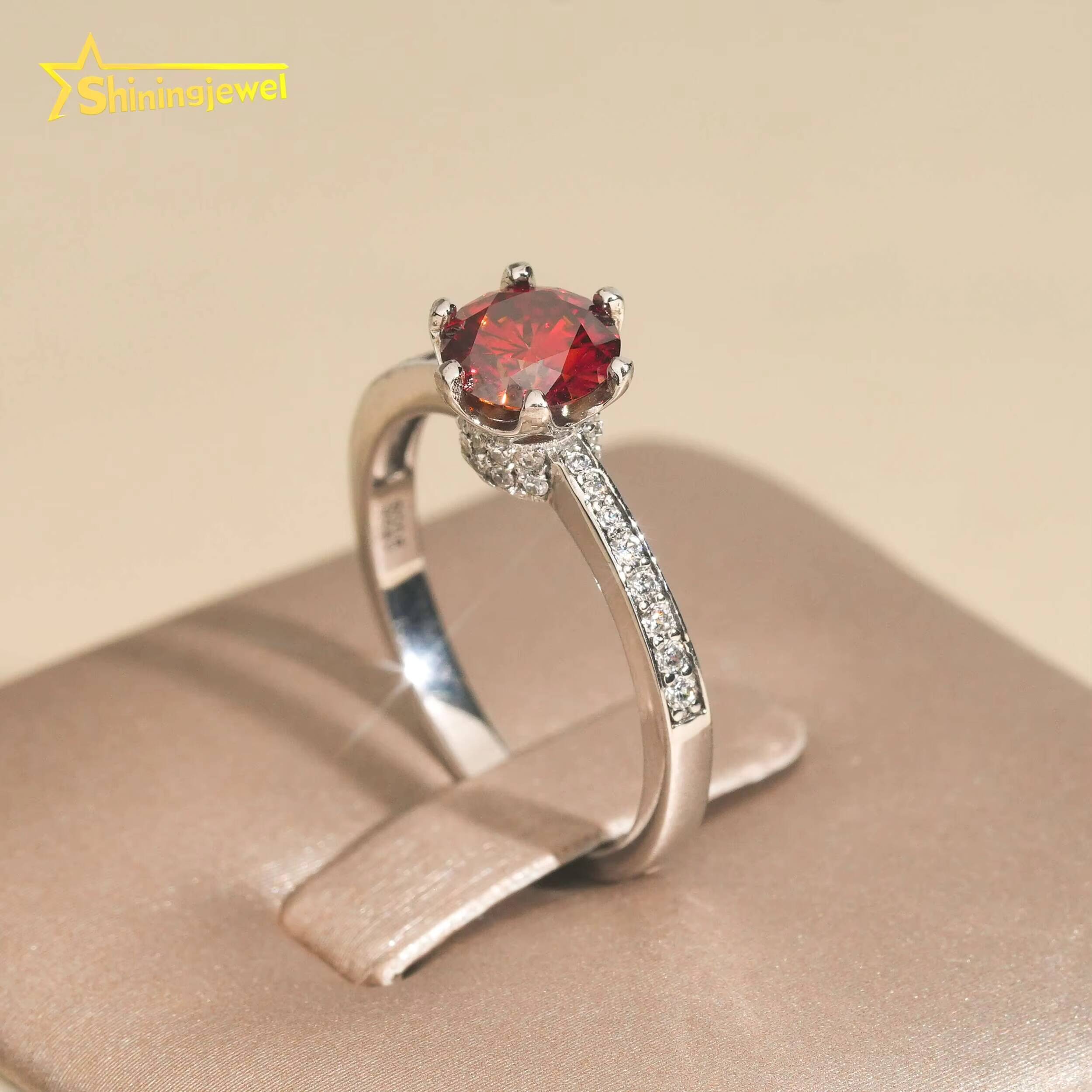 Pass Diamond Tester Wedding Ring Iced Out Hip Hop Jewelry Red Diamond VVS Moissanite 925 Silver Engagement Ring for Women