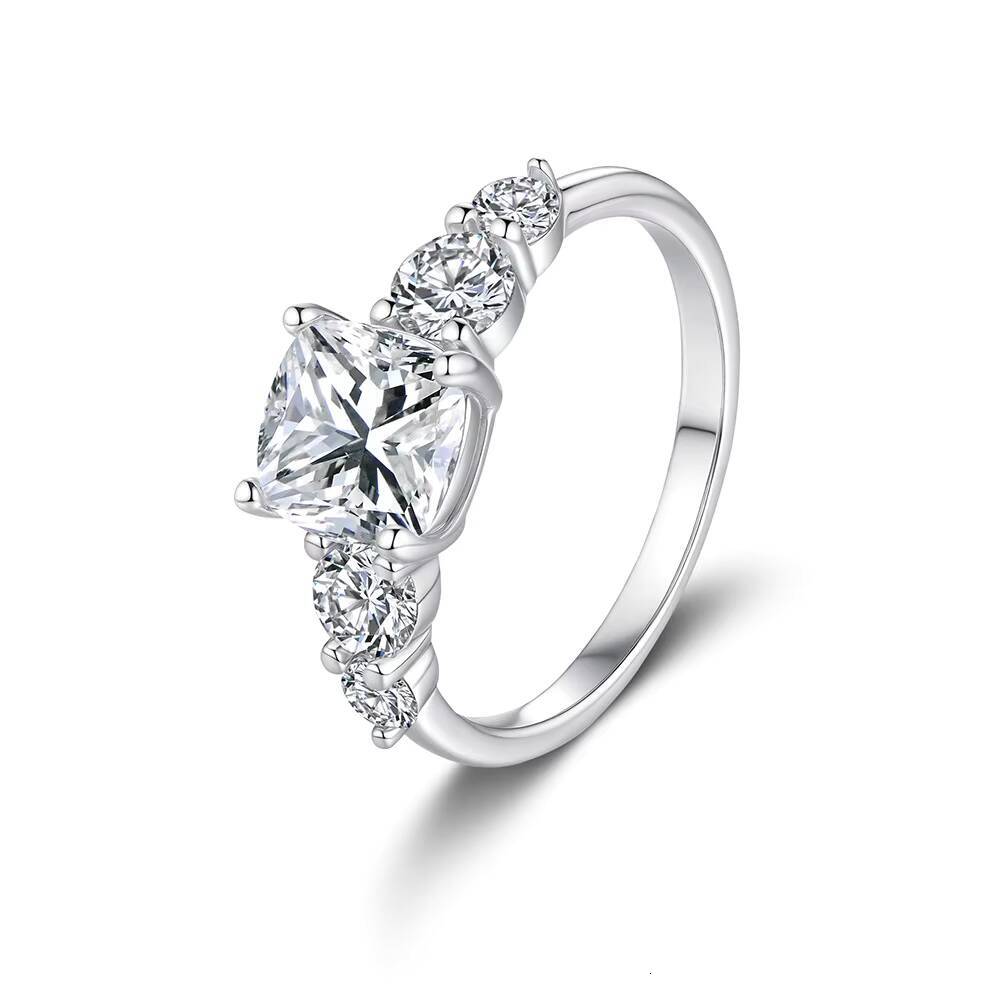 Square PrincessSquare Radian Cut Moissanite Rings S925 Sterling Silver 2CT Moissanite Diamond Wedding Engagement Ring for Women