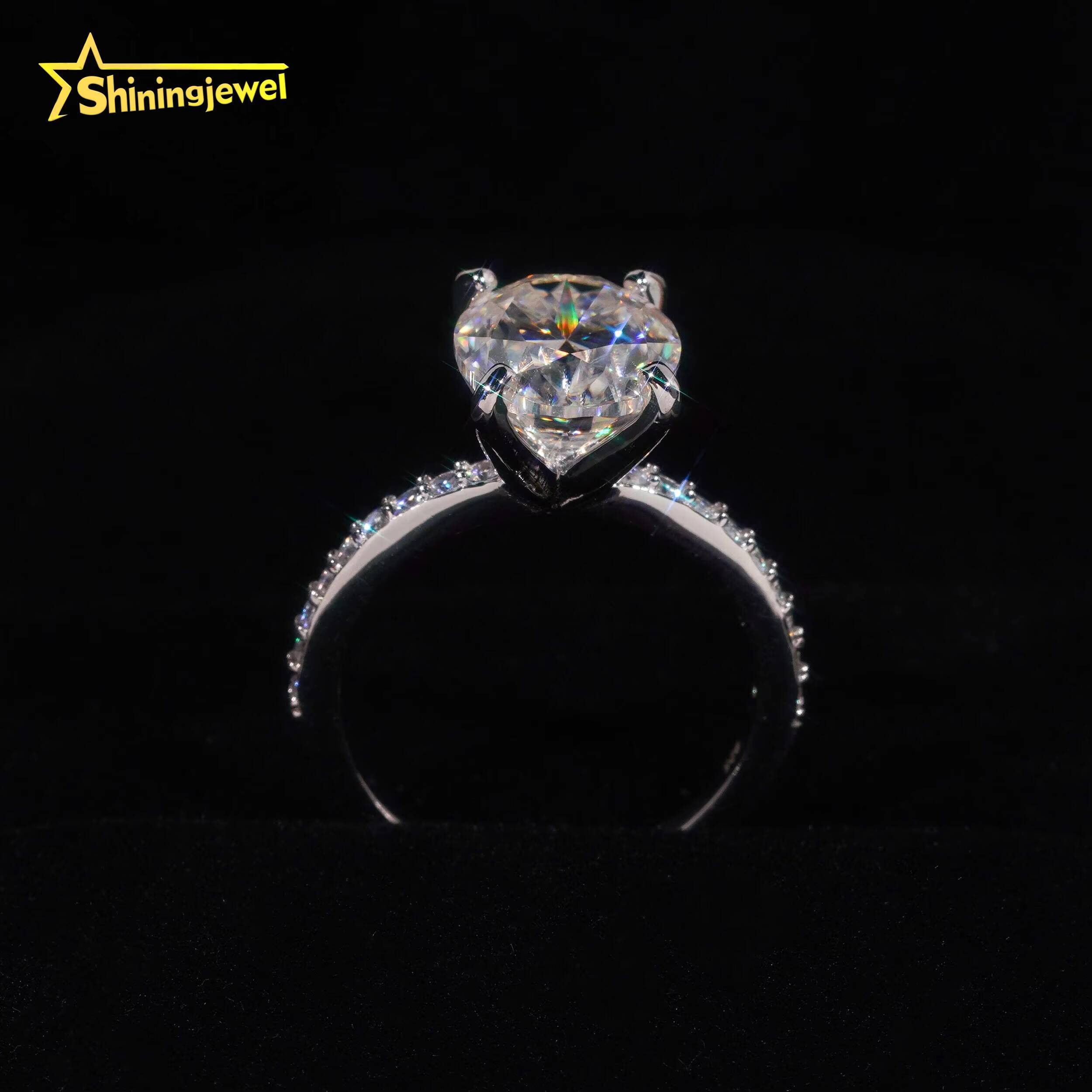 Fast Shipping Wedding Ring Gold Plated Oval Cut Moissanite VVS Pass Diamond Test 925 Sliver Engagement Rings for Women