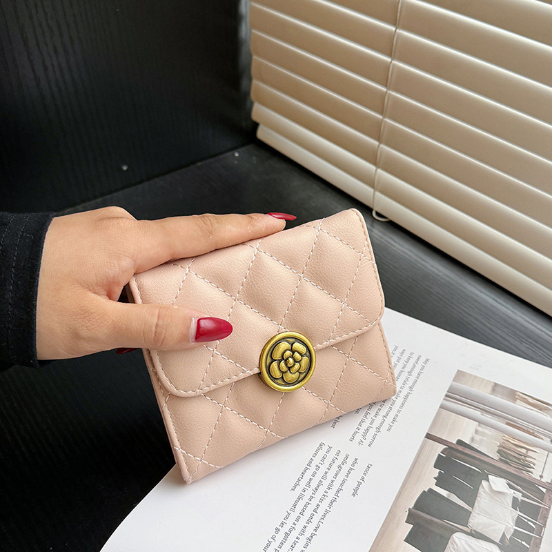 Luxury Brand Designer Bag 2025 New Women's Short Wallet Quilted Embroidery Multi-Card Slots Multi-Functional Personality Buckle Card Holder Coin 