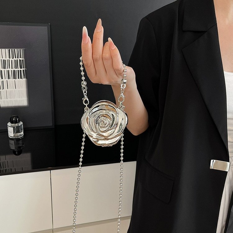 Luxury Brand Designer Bag New Trendy 2025 Fashion Camellia Metal Handbag Evening Bag Coin Purse Lipstick Crossbody Box Bag