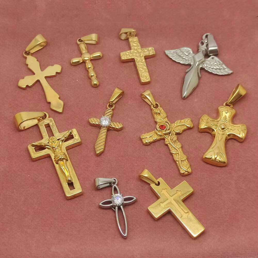 14k Gold Plated sterling silver Christian Religious Jesus Charm Cross Pendant for Women and Men