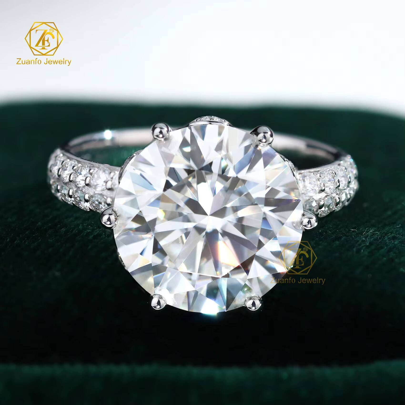 Customized 10K White Gold 5 Carats Moissanite Wedding Band GRA Moissanite Diamond Tester Engagement Wedding Ring Fine Jewelry