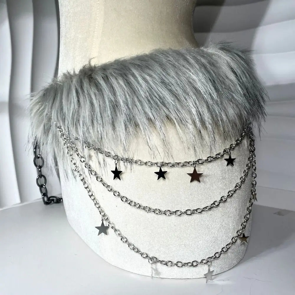 Vintage Trendy Faux Fur Belts Y2K Women Fashion Plush Waist Chain Punk Jeans Belt for Club Party 251016