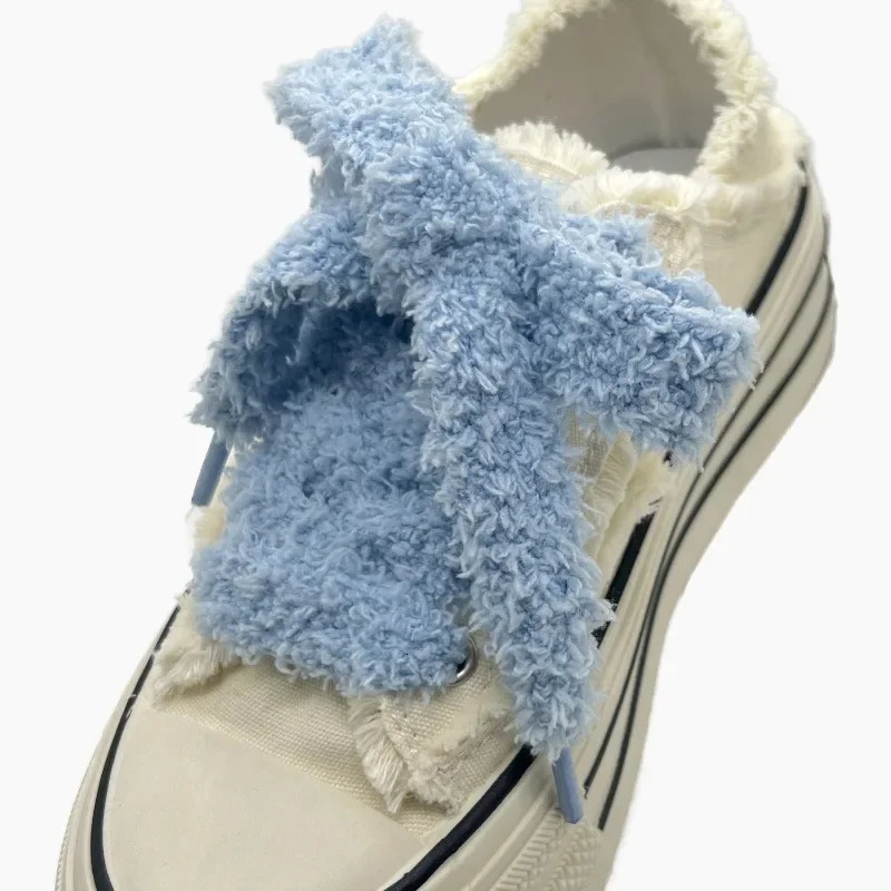 Women Casual Canvas White Flat Shoes Laces Strings Accessories 22cm width 1 Pair Cute Plush Sneakers Shoelaces Men 251013