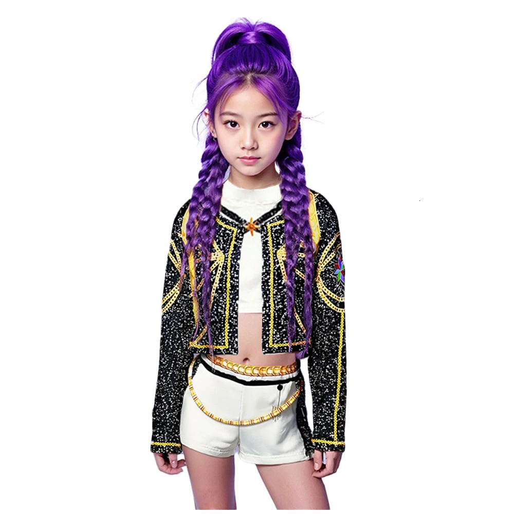 3PcsSet Children Girls Rumi Cosplay Costume Idol Star Kpop Group RolePlaying Clothes Anime Performance Costume Halloween Set 251017