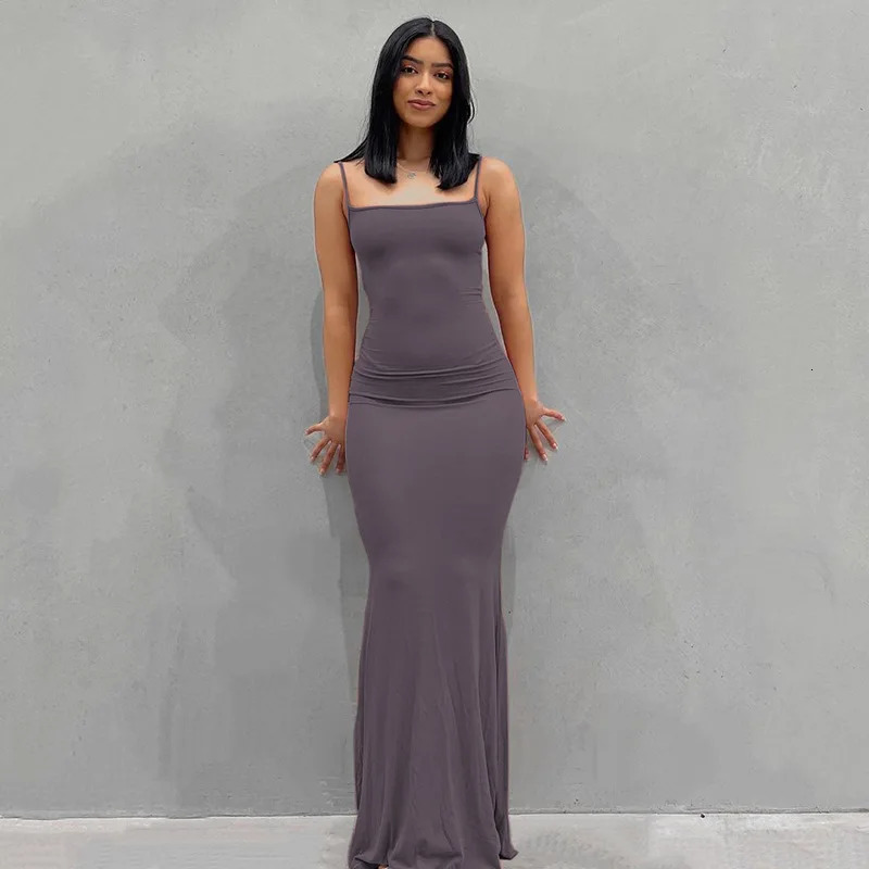 Europe and the United States crossborder foreign trade women solid color sexy slim high step slip dress 251018