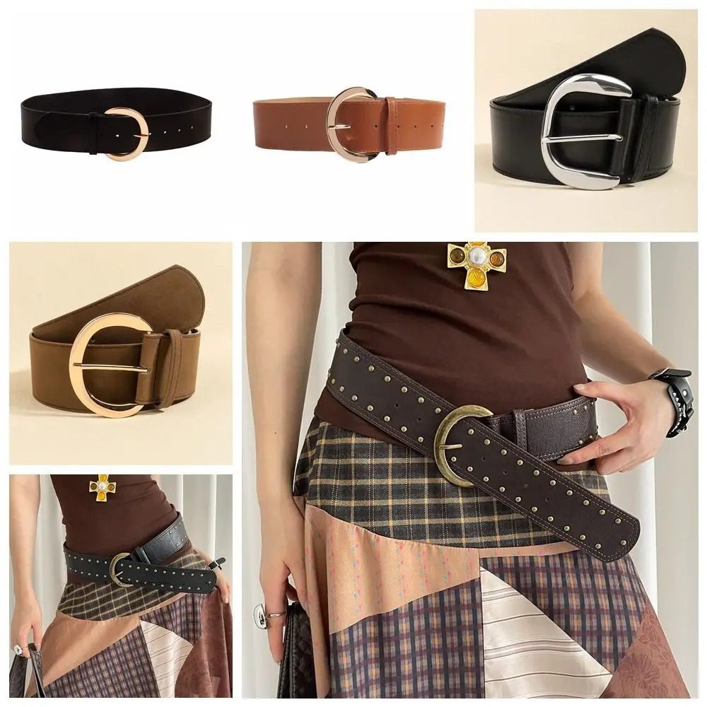Fashion Suede Women Wide Belt Rivet Jeans Girdle Leather Waistband Metal Buckle Western Cowboy Belt Girl 251016