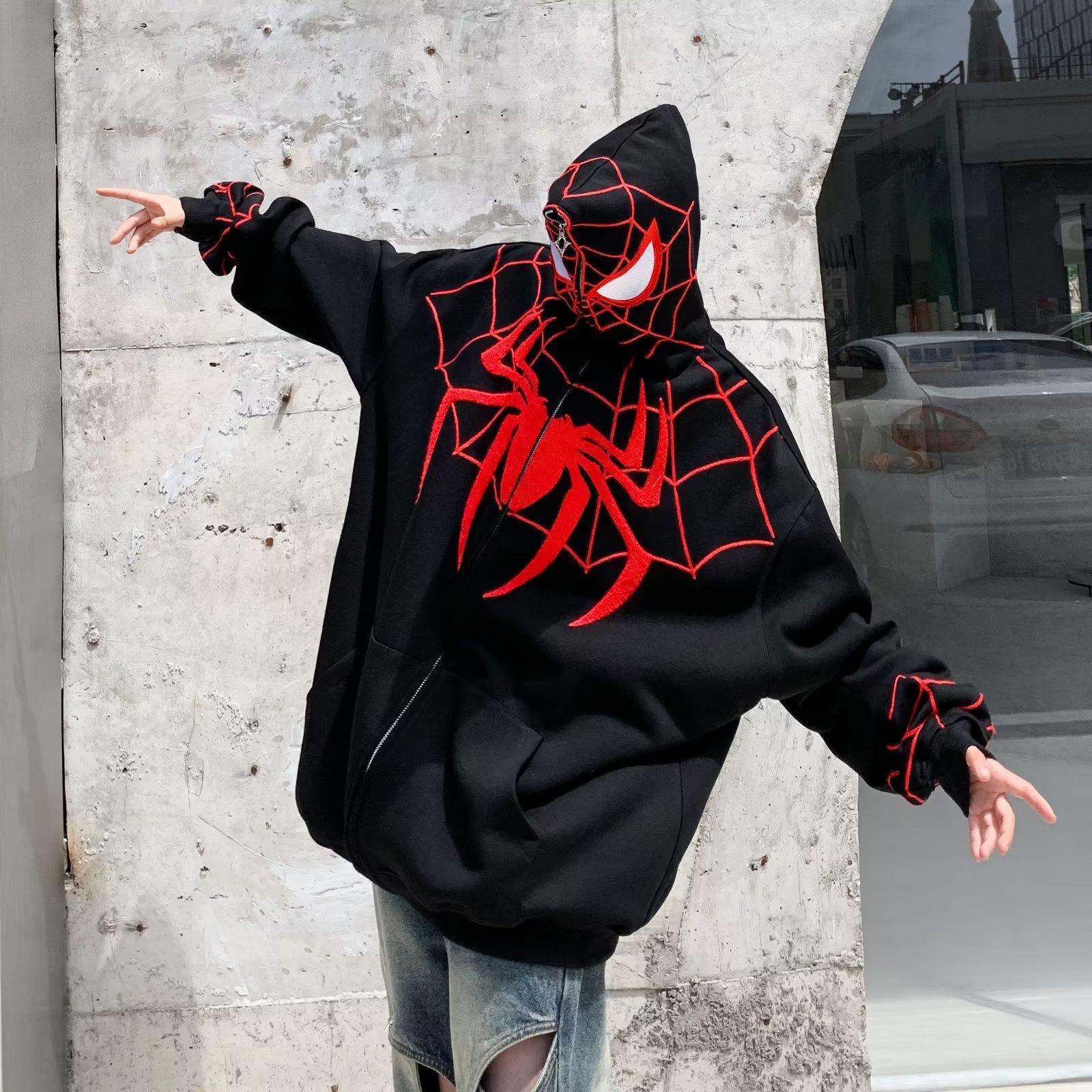 2025 Autumn New Hip Hop Spider Man Sportswear Couple Fashion American Designer Niche Hoodie Fashion Hot Selling Open Top