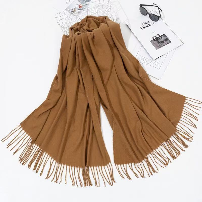 Y2089 cotton and linen Korean style solid color scarf for women