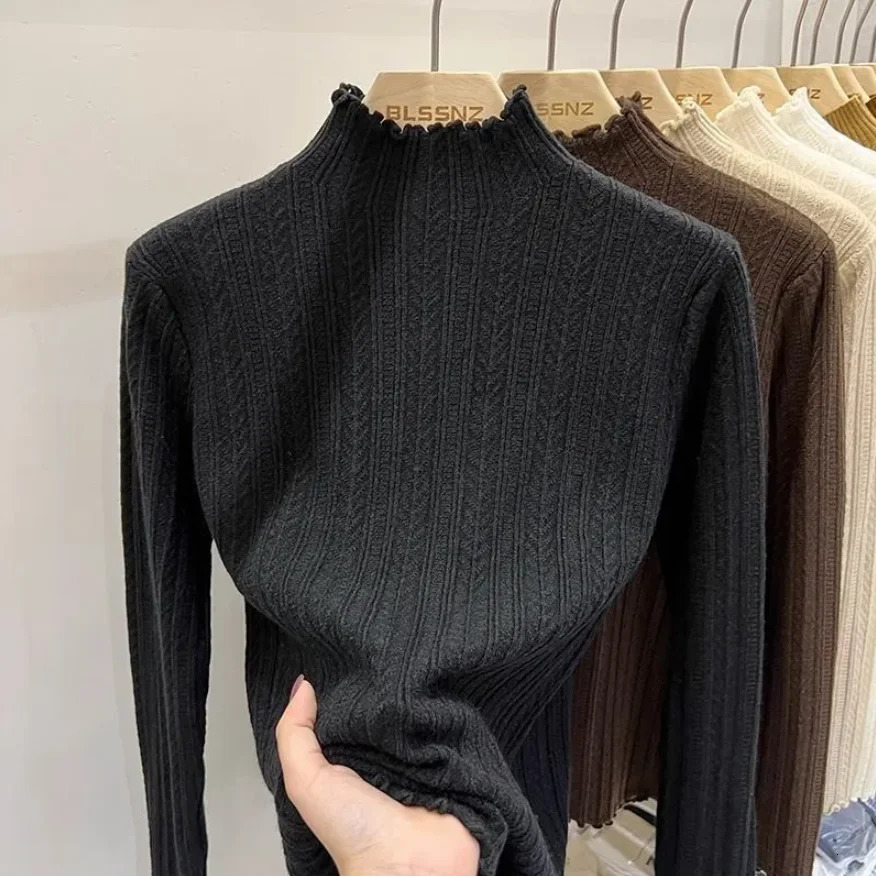 Autumn Winter chic Bottom Sweaters Women Fashion Turtleneck Pullover Slim Long Sleeve Knitted Jumpers Soft Warm Pull Femme Top 251014