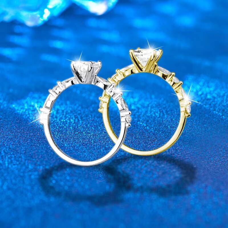 square Pass the test VVS Diamond Moissanite Ring Gold Plated 925 Silver Moissanite Engagement Rings for Women