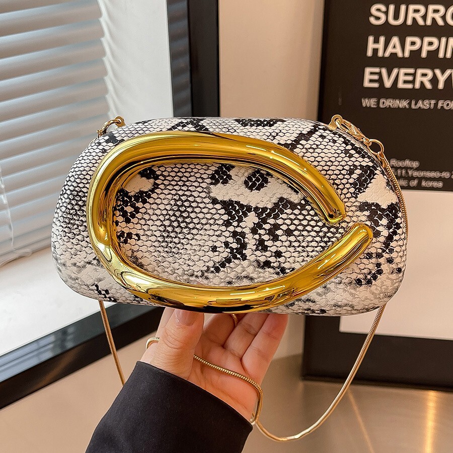 Luxury Brand Designer Bag Hot Selling Metal Chain Letter Box Bag 2025 New Crossbody Shoulder Women's Bag Fashion Leopard Print Evening Bag