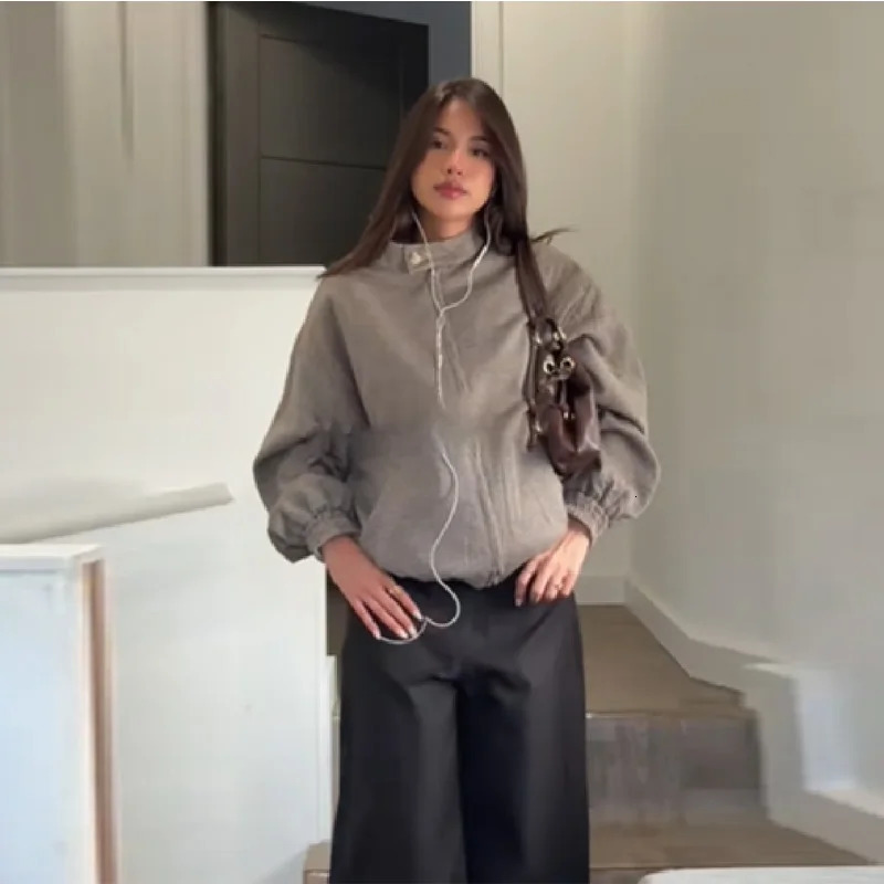 Chic Retro DoubleSided Wear O Neck Short jacket Long Sleeve Thin Trench Coat Solid Casual Coats 2025 Female Autumn Streetwears 251010